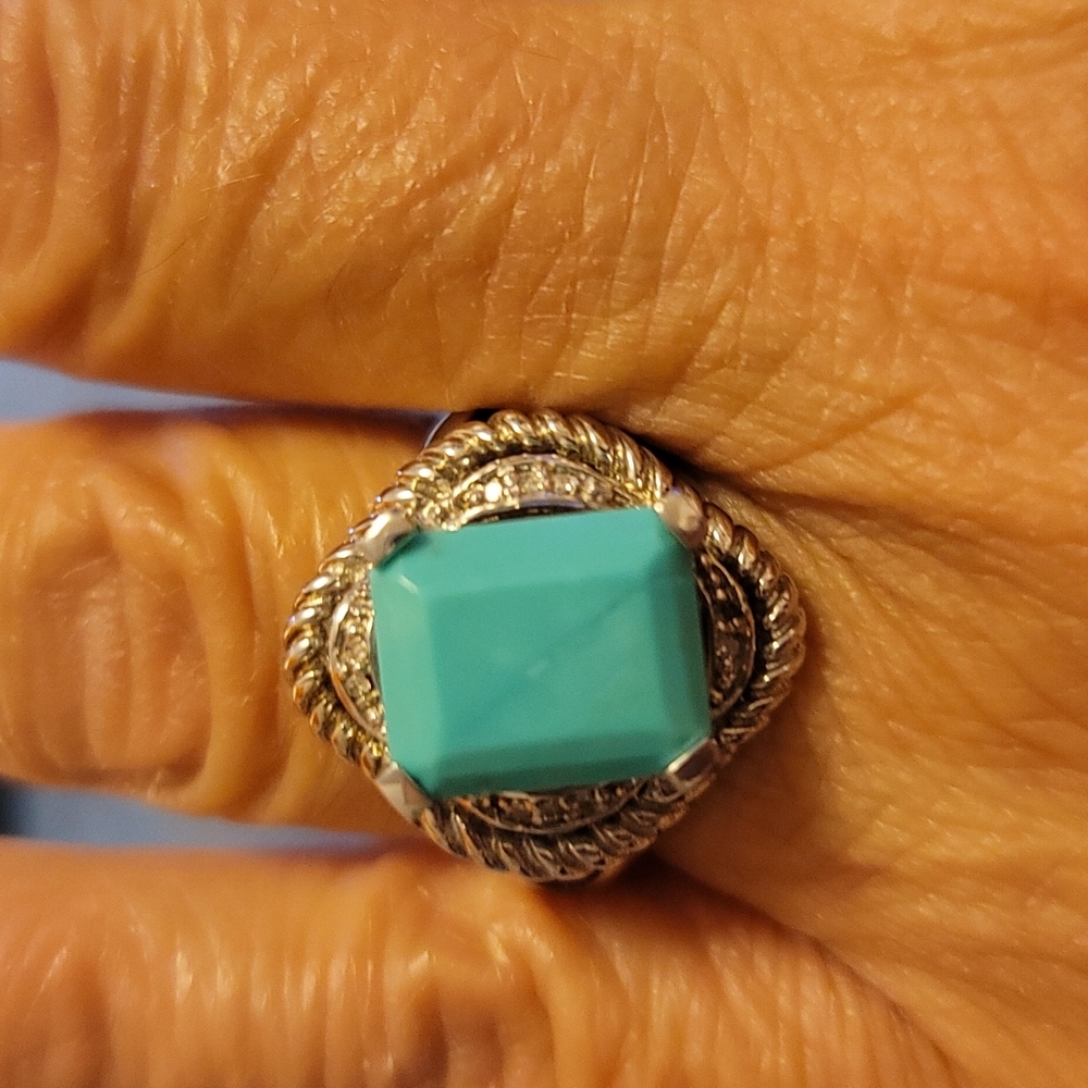 Turquoise & Stamped. 925 Ring